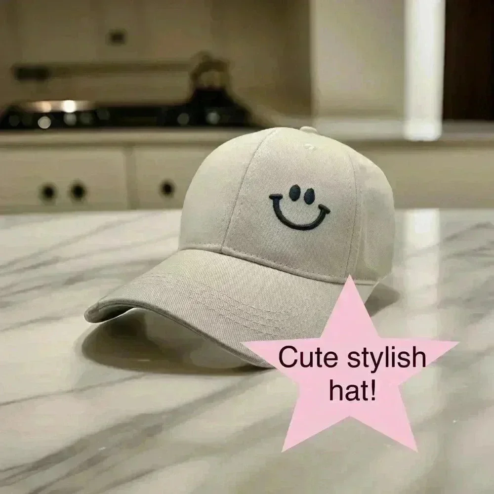 Woman’s Khaki Embroidered Smiley Baseball Cap - Picture 2 of 6